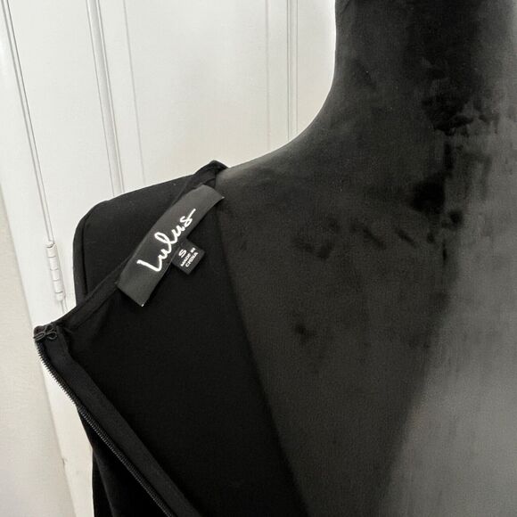 Lulu's Women's S Black Scallop Edge Fit Flare‎ Dress 3/4 Sleeve New With Tags - Picture 6 of 9